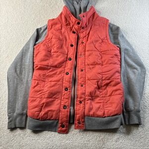 FOX RACING QUILTED VEST Hoodie Sweatshirt Women's Size Medium Gray/Orange